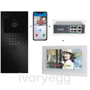 Doorphone entry video kit large, 1 button, with camera, with keypad, 7″ Monitor – switch – 4 x app