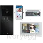 Doorphone entry video kit large, 1 button, with camera, with keypad, 7″ Monitor – switch – 4 x app