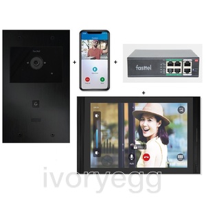 Doorphone entry video kit 1 button, with camera, 10″ Monitor – switch – 4 x app.