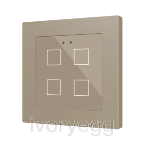 Flat RGB 55 X4. Glass capacitive push button 55x55 - 4 buttons - Champagne