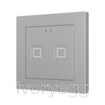 Tecla 55 X2. PC-ABS Capacitive push button 55x55 - 2 buttons - Silver with frame