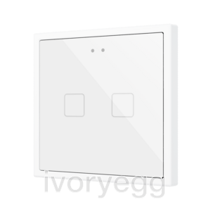 Flat RGB 70 X2. Glass Capacitive push button 70x70 - 2 buttons - White