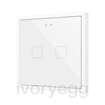 Flat RGB 70 X2. Glass Capacitive push button 70x70 - 2 buttons - White