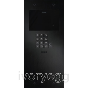 Doorphone Entry: SIP intercom Large, 1 button with keypad no camera, black aluminum