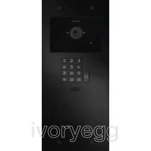 Doorphone Entry: SIP intercom Large, 1 button with keypad and camera, black aluminum