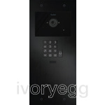 Doorphone Entry: SIP intercom Large, 1 button with keypad and camera, black aluminum