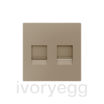 ZS55. Cover plate for RJ45 connector 55x55 mm - 2 inserts - Champagne