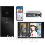 Doorphone entry video kit large, 1 button, with camera, with keypad, 10″ Monitor – switch – 4 x app