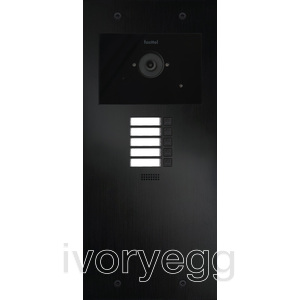 Doorphone Entry SIP Intercom Large, 5 Buttons with Camera, Black Aluminum