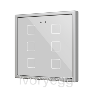 Flat RGB 70 X6. Glass Capacitive push button 70x70 - 6 buttons - Silver