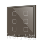 Flat RGB 70 X6. Glass Capacitive push button 70x70 - 6 buttons - Mocha
