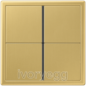 F40 KNX universal push-button module, 4-gang 8 controls, classic brass