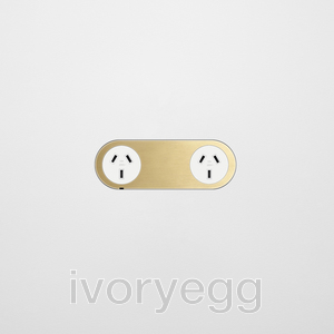 Double Outlet Faceplate - Matte White Natural Brass