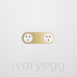 Double Outlet Faceplate - Matte White Natural Brass