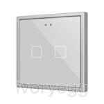 Flat RGB 70 X2. Glass Capacitive push button 70x70 - 2 buttons - Silver