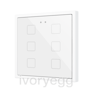Flat RGB 70 X6. Glass Capacitive push button 70x70 - 6 buttons - White