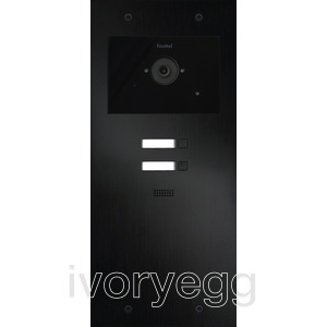 Doorphone Entry SIP Intercom Large, 2 Buttons with Camera, Black Aluminum