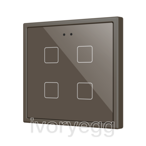 Flat RGB 70 X4. Glass Capacitive push button 70x70 - 4 buttons - Mocha