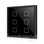 Flat RGB 70 X6. Glass Capacitive push button 70x70 - 6 buttons - Anthracite