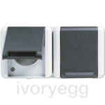 2-gang socket, French/Belgian system