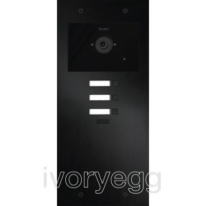Doorphone Entry SIP Intercom Large, 3 Buttons with Camera, Black Aluminum