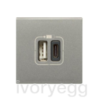 Arteor - 1 USB Type-A + 1 USB Type-C charging socket Magnesium