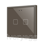 Flat RGB 70 X2. Glass Capacitive push button 70x70 - 2 buttons - Mocha