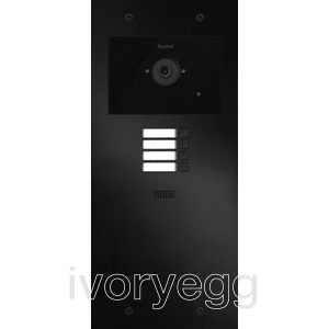 Doorphone Entry SIP Intercom Large, 4 Buttons with Camera, Black Aluminum